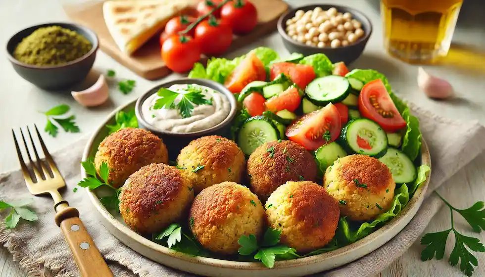 Delicioso falafel assado vegano, crocante por fora e macio por dentro. Perfeito para qualquer refeição!